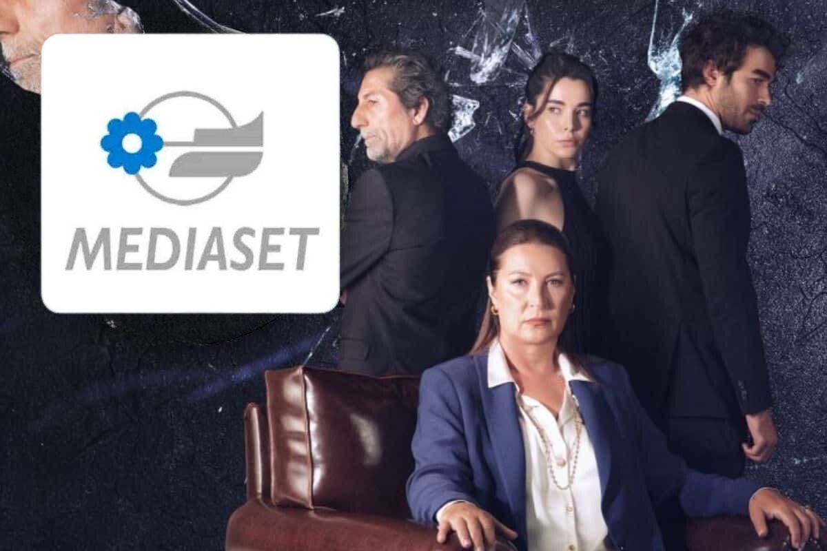 Cast Tradimento e logo Mediaset