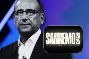 Carlo Conti e logo Sanremo