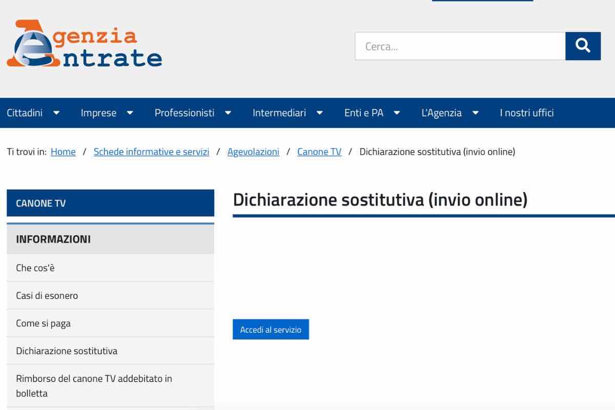 Agenzia delle Entrate sito web